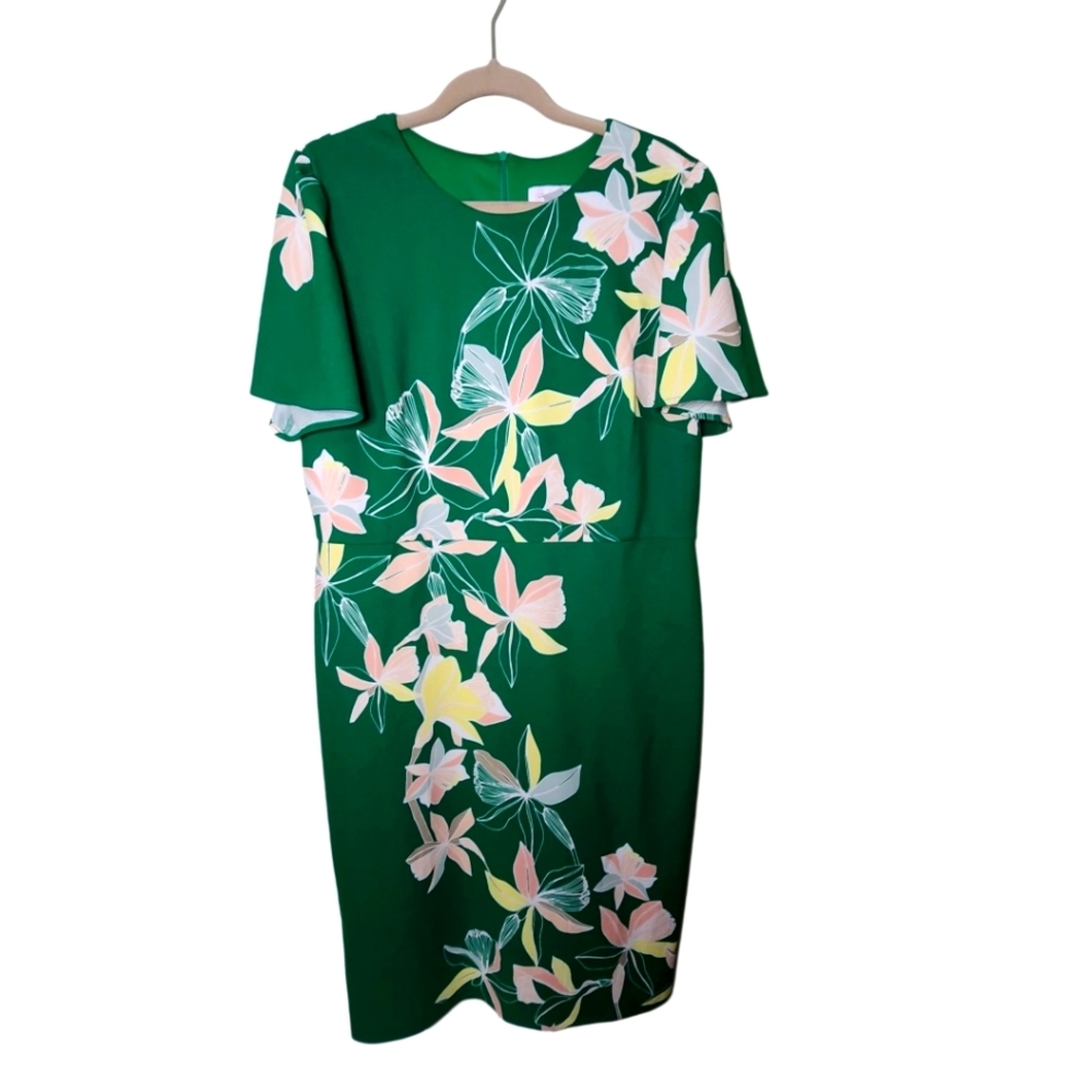 LIZ Claiborne  green floral career dress size 16